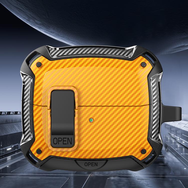 For Samsung Galaxy Buds3 / Buds3 Pro Bumblebee Fiber Texture Earphones Case with Hook & Holder(Black Yellow)