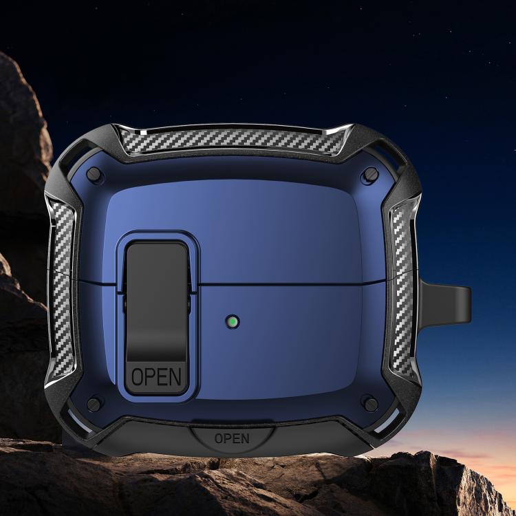 For Samsung Galaxy Buds3 / Buds3 Pro Bumblebee Shockproof Earphones Case with Hook & Holder(Black Blue)