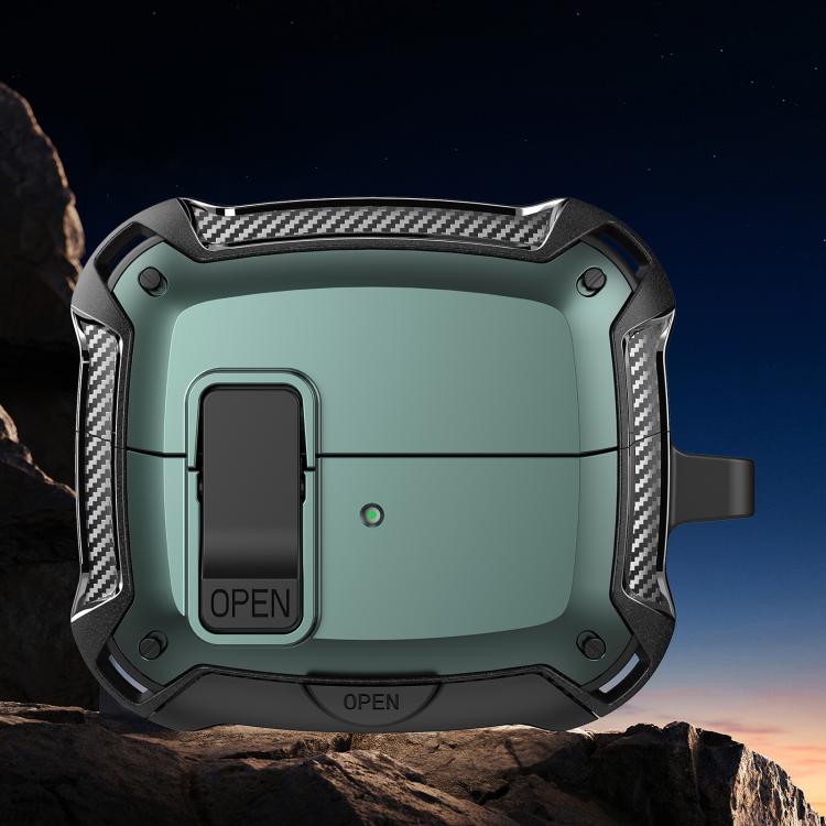 For Samsung Galaxy Buds3 / Buds3 Pro Bumblebee Shockproof Earphones Case with Hook & Holder(Black Green)