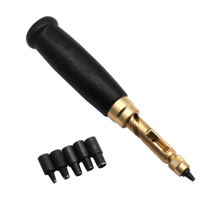Interchangeable Multi-head Belt Rotary Punch DIY Leather Hole Punch, Material: Black Wooden Handle