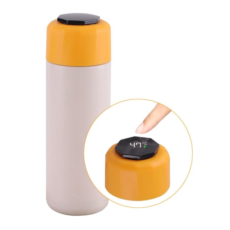 JUNSUNMAY 420ml Vacuum Insulated Water Bottle with LED Temperature Display(Beige)