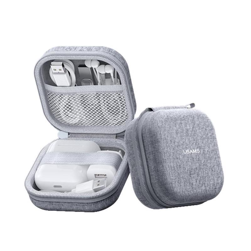 USAMS ZB351 Large Capacity TWS Earphone Storage Bag(Grey)