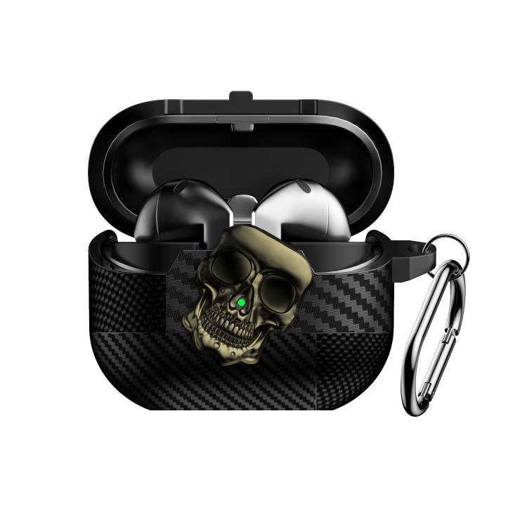 For Samsung Galaxy Buds3 Pro Carbon Fiber Pattern Skull Lock Bluetooth Earphone Protective Case(Copper)