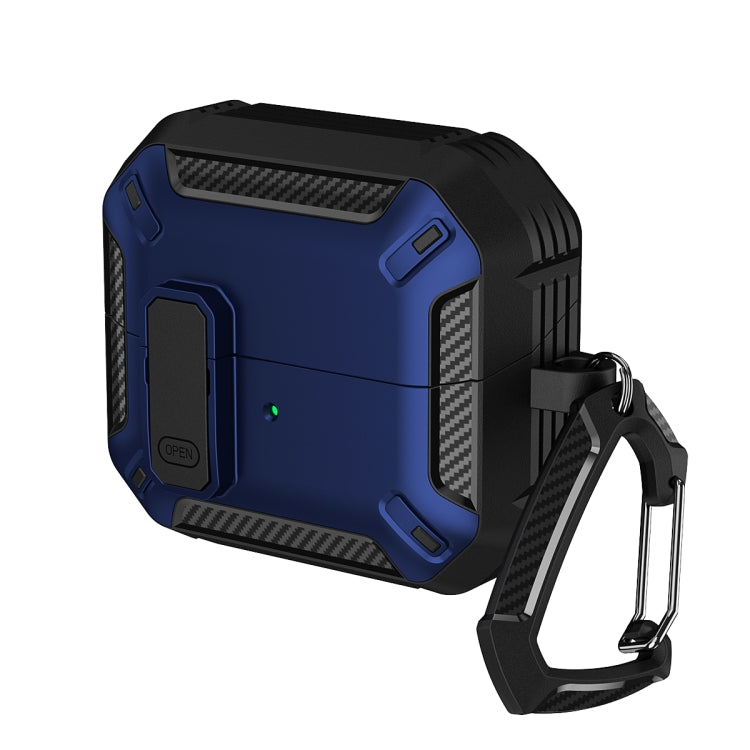 For Samsung Galaxy Buds 3 / 3 Pro Dual-color Earphone Protective Case with Switch & Hook(Black Blue)