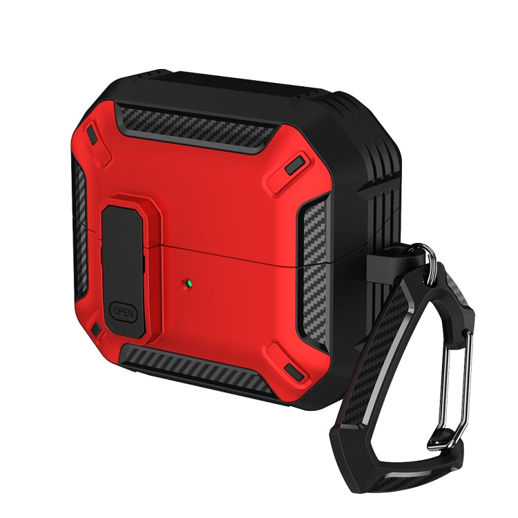 For Samsung Galaxy Buds 3 / 3 Pro Dual-color Earphone Protective Case with Switch & Hook(Black Red)