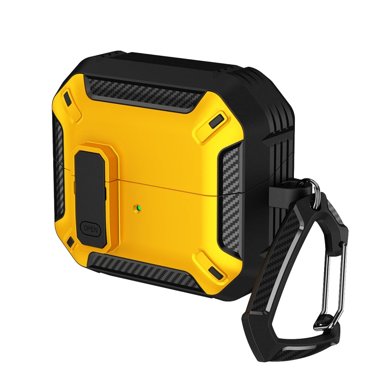 For Samsung Galaxy Buds 3 / 3 Pro Dual-color Earphone Protective Case with Switch & Hook(Black Yellow)