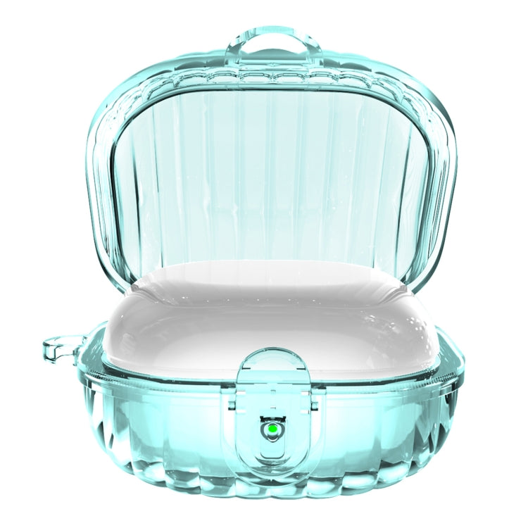 For Samsung Galaxy Buds2 Shell Look Earbuds Box Protective Case with Security Lock(Transparent Blue)