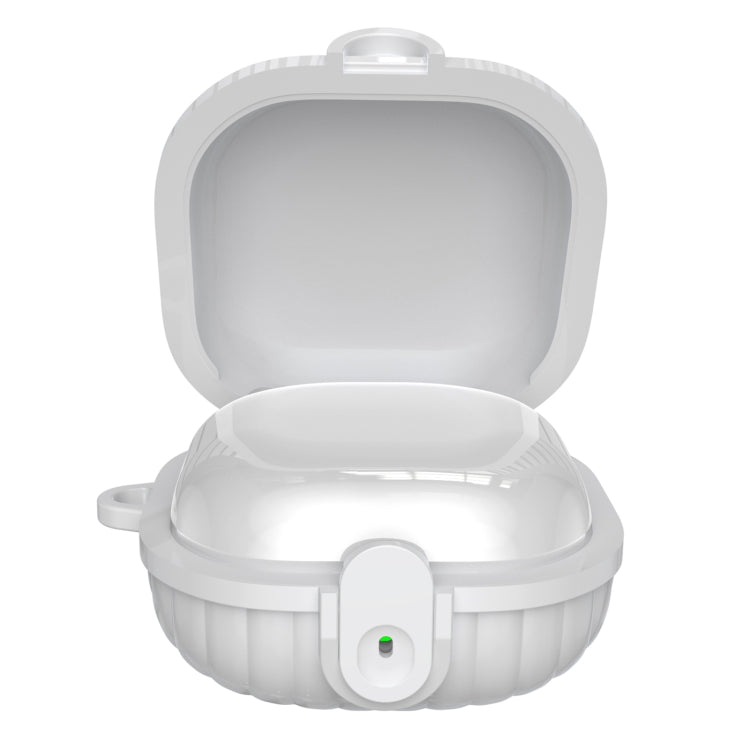 For Samsung Galaxy Buds2 Shell Look Earbuds Box Protective Case with Security Lock(White)