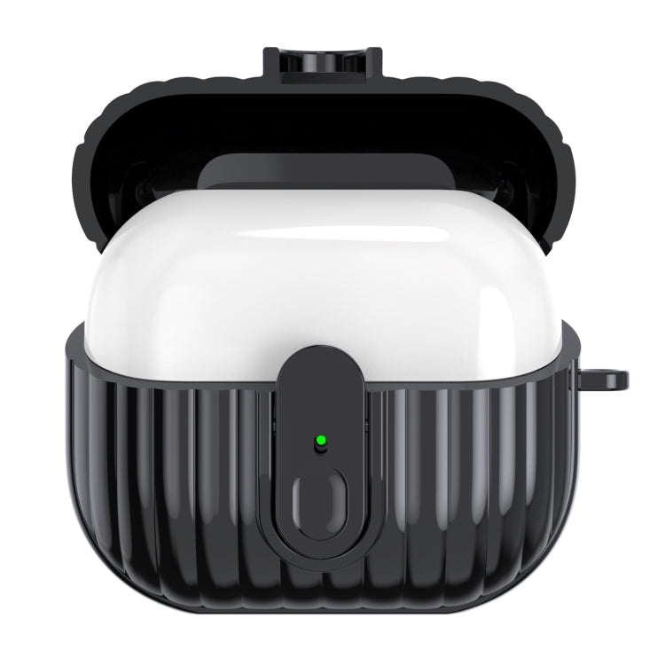 For Samsung Galaxy Buds3 Shell Look Earbuds Box Protective Case with Security Lock(Black)