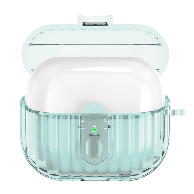 For Samsung Galaxy Buds3 Shell Look Earbuds Box Protective Case with Security Lock(Transparent Blue)