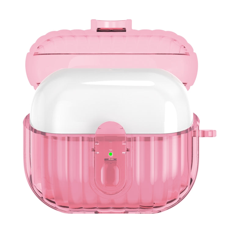 For Samsung Galaxy Buds3 Shell Look Earbuds Box Protective Case with Security Lock(Transparent Pink)