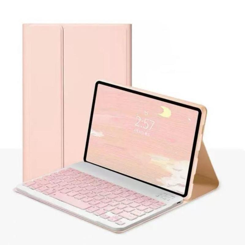 For Lenovo Tab P12 Pro12.7 Tablet Folio with Bluetooth Keyboard(Pink)