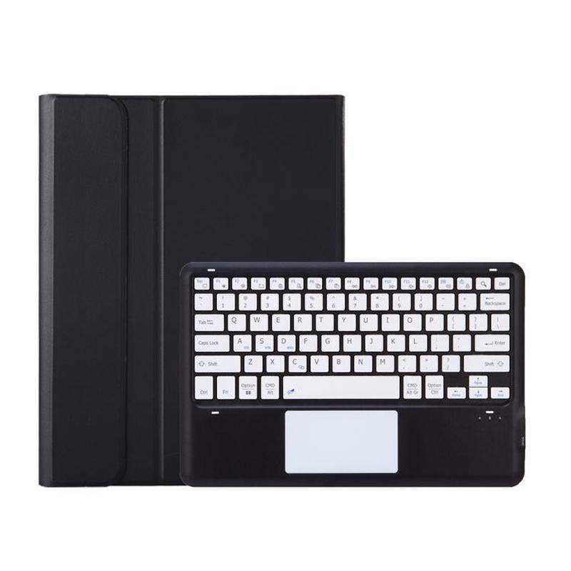 For Lenovo Yoga Tab Plus 12.7 2025 TPU Ultra-thin Detachable Bluetooth Keyboard Tablet Leather Case with Touchpad(Black White)