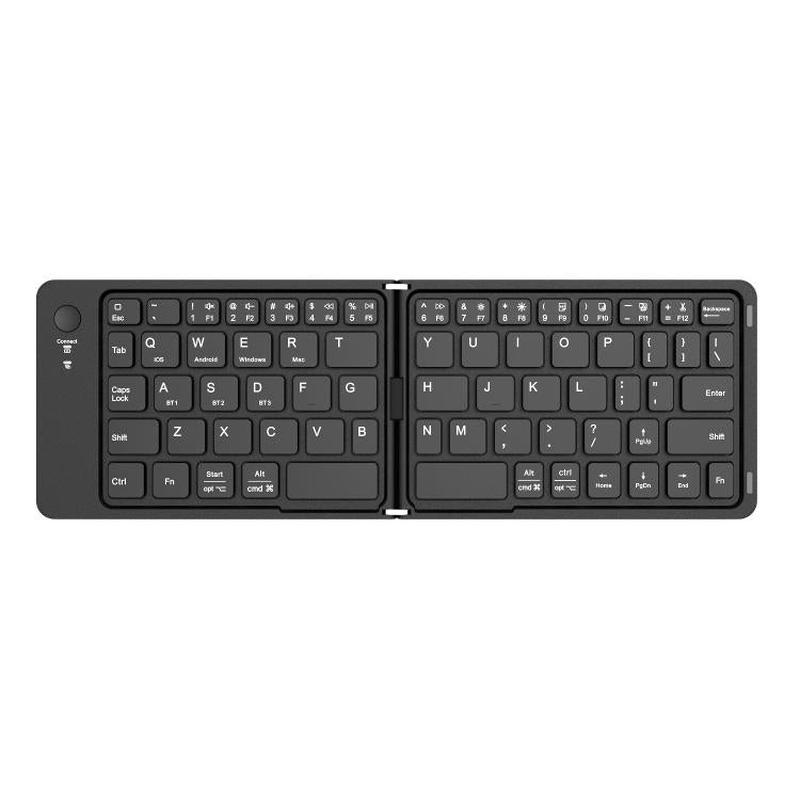 Tablets Foldable Bluetooth Keyboard Phone Holder(Black)