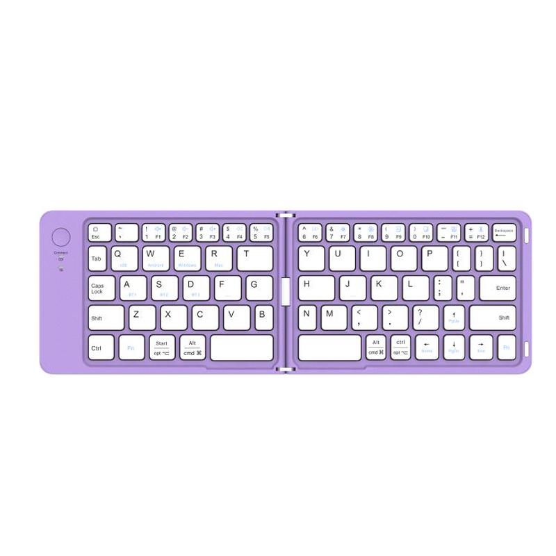 Tablets Foldable Bluetooth Keyboard Phone Holder(Light Purple)