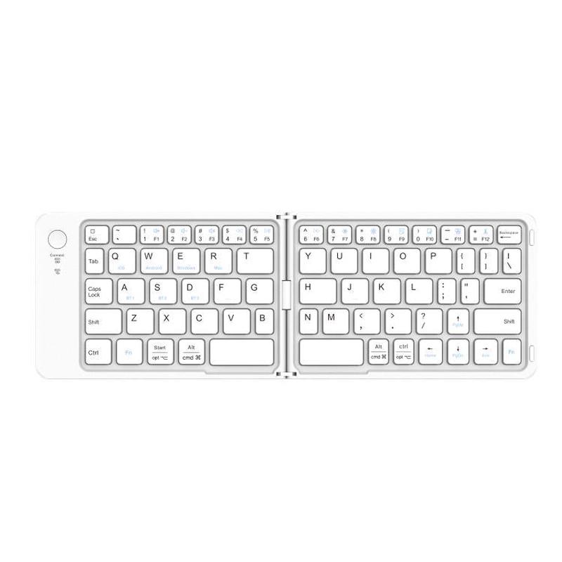 Tablets Foldable Bluetooth Keyboard Phone Holder(White)