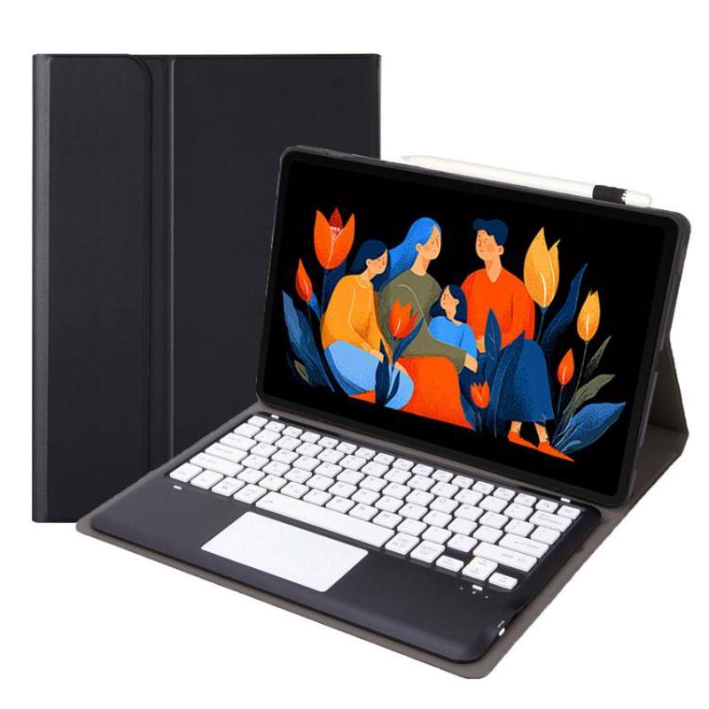 For Lenovo Xiaoxin Pad 12.1 2025 AM33-A TPU Ultra-thin Detachable Bluetooth Keyboard Leather Case with Touchpad(Black + White)