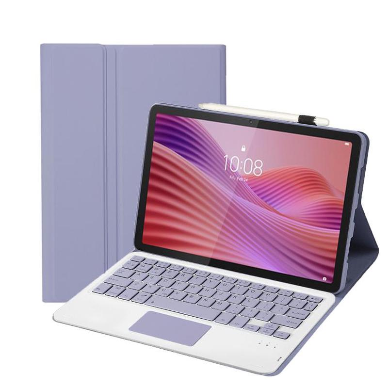 For Lenovo Tab 10.1 / ZhaoYang K10C 10.1 AM29-A Ultra-thin Detachable Bluetooth Keyboard Leather Tablet Case with Touchpad(Lavender White)
