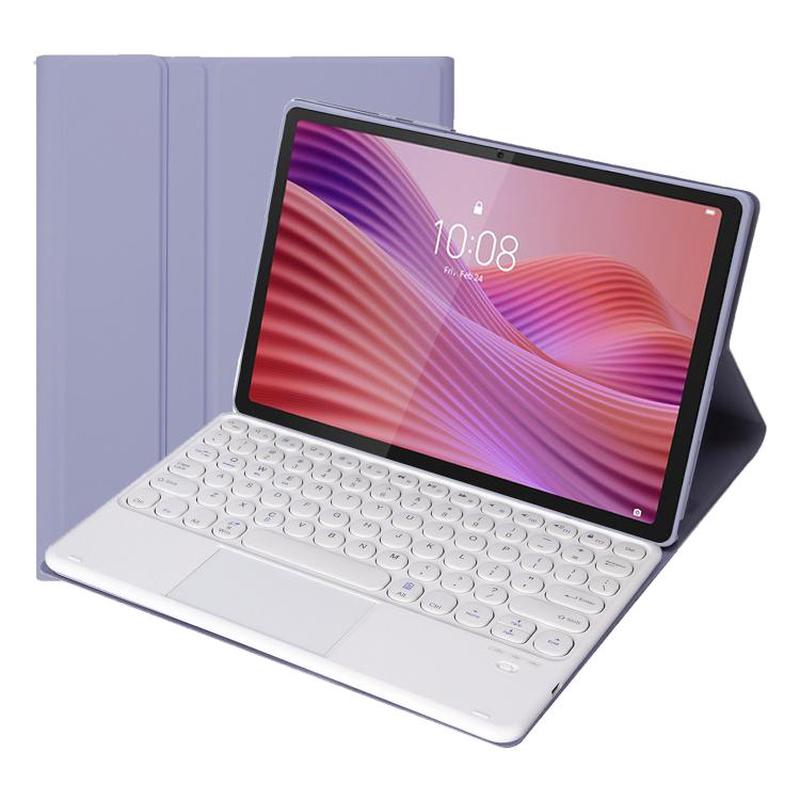 For Lenovo Tab 10.1 / ZhaoYang K10C 10.1 YAM29-A Ultra-thin Detachable Round Keycap Bluetooth Keyboard Leather Tablet Case with Touchpad(Black)