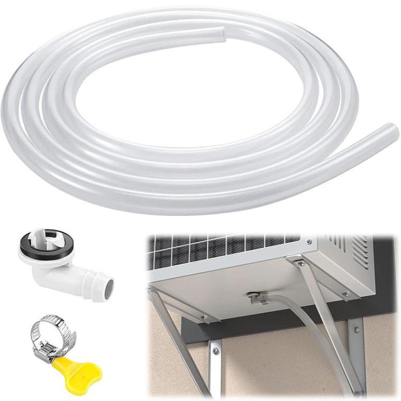 15mm Air Conditioner Drip Nozzle Kit Universal 3m Drain Hose with Elbow Adapter & Clamp for 15mm Outdoor Unit Drain Ports