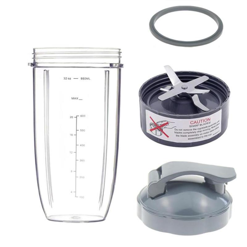 For Nutribullet Pro 900W Blender 4-Piece Set Replacement Parts Included 32oz Cup, Cross Blade, To Go Lid