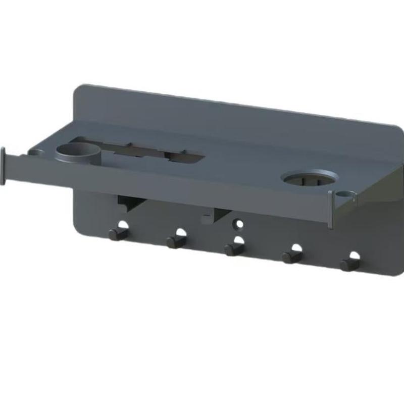 Wall-Mounted Rack for Thermomix TM31/TM5/TM6 Accessory Organizer Space-Saving Storage Shelf with Hooks(Gray)