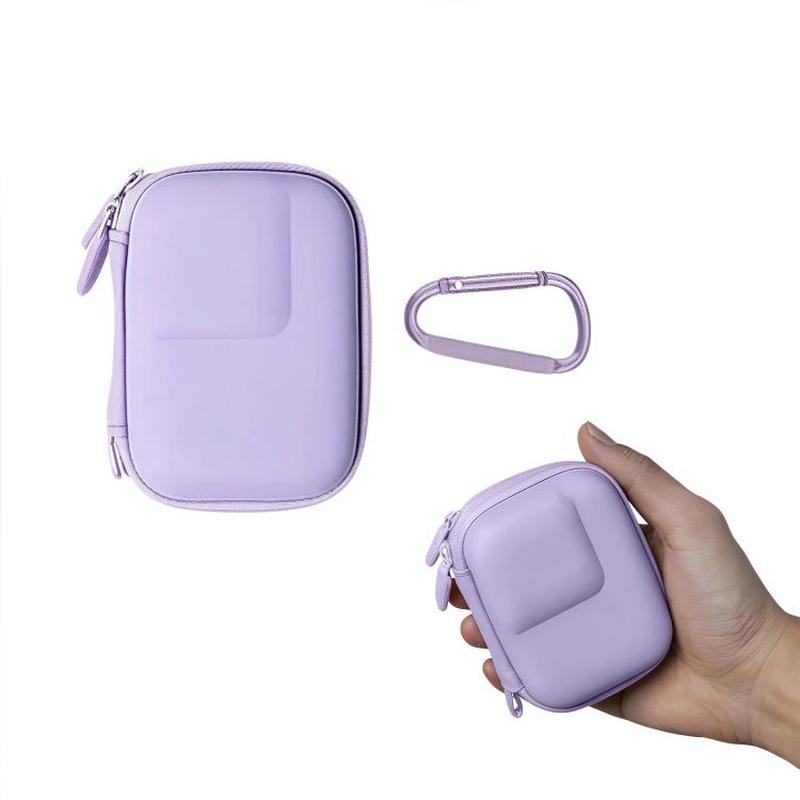 For DJI Osmo Action 6 PU Storage Case Water-Resistant Camera Bag with Carabiner(Purple)