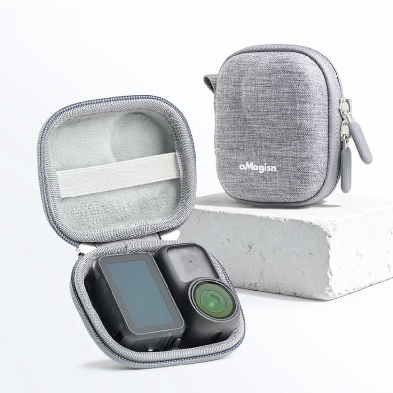 For DJI Osmo Nano Camera aMagisn Mini Hard Shell Case Compact Protective Pouch with Carabiner Clip(Gray)