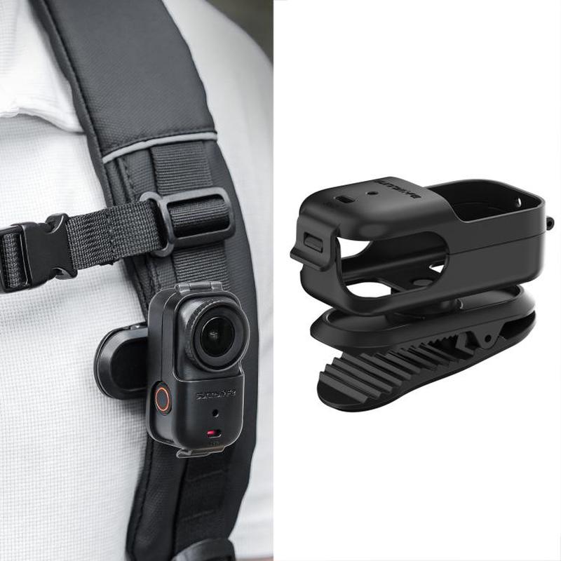 For DJI Osmo Nano Sunnylife Backpack Clip Action Camera Clamp 360 Degree Rotation Vertical-Horizontal Mount (Black)