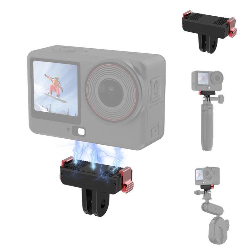 For DJI Osmo Action 6 / Nano PULUZ Two Claw Plastic Magnetic Quick Release Base Mount (Black)