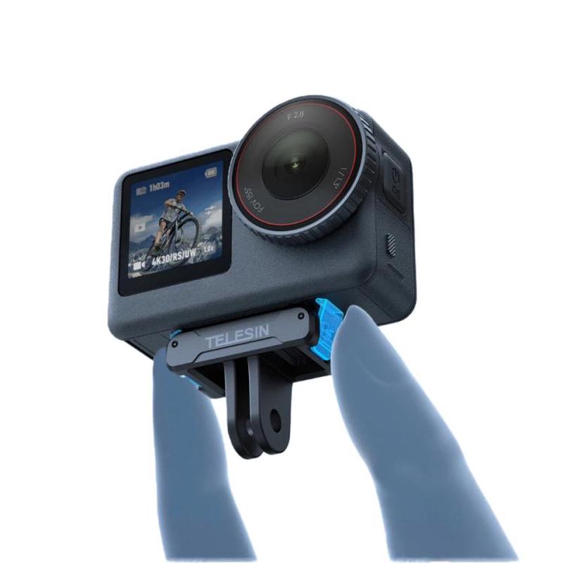 For DJI Osmo Action 6 TELESIN Magnetic Quick-release Adapter Mount Two-Claw Base(Black)