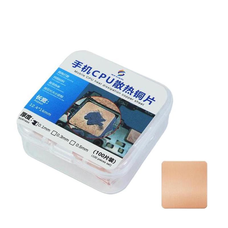 100pcs Red Copper Thermal Cooling Pads For Android Phone CPU High Conductivity Copper Sheets, Thickness: 0.3mm