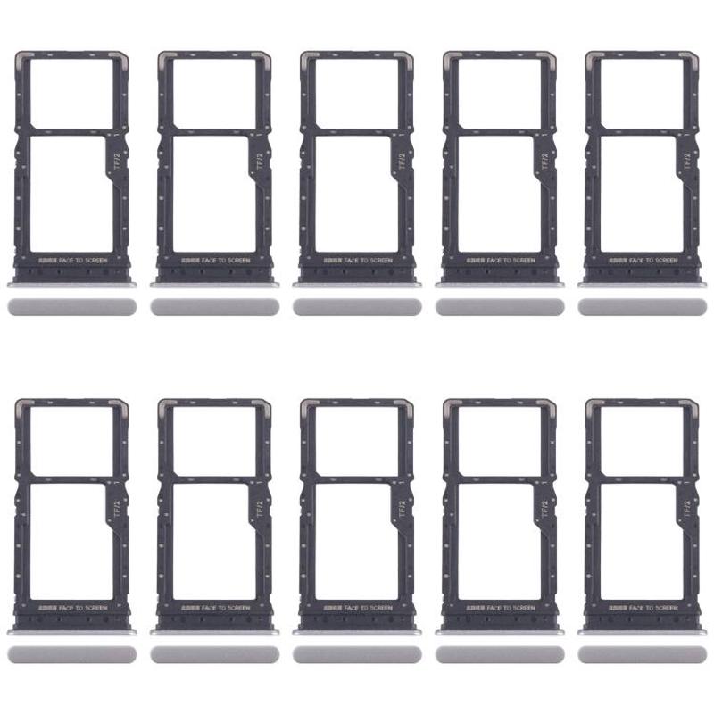 For Xiaomi Redmi 15 5G 10pcs SIM Card Tray + SIM Card Tray / Micro SD Card Tray (Silver)