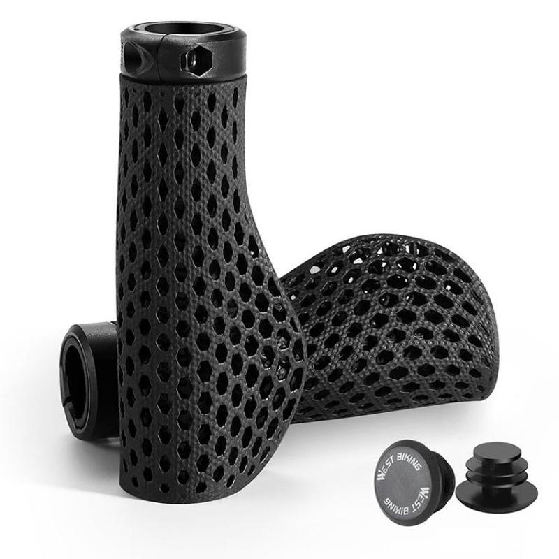 WEST BIKING Comfortable Non-slip Shock-absorbing Breathable Mountain Bike Grips(Black)