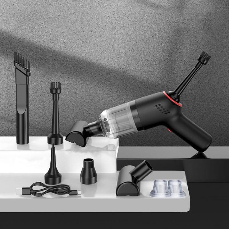 Wireless Charging Car Vacuum Cleaner Mini Handheld High Power Wet and Dry Vacuum Cleaner, Color: Black+2 Filters