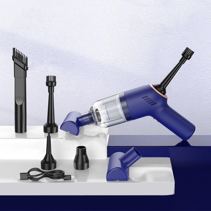 Wireless Charging Car Vacuum Cleaner Mini Handheld High Power Wet and Dry Vacuum Cleaner, Color: Blue