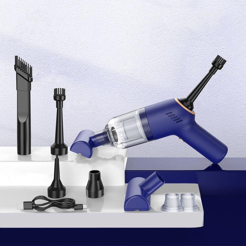 Wireless Charging Car Vacuum Cleaner Mini Handheld High Power Wet and Dry Vacuum Cleaner, Color: Blue+2 Filters