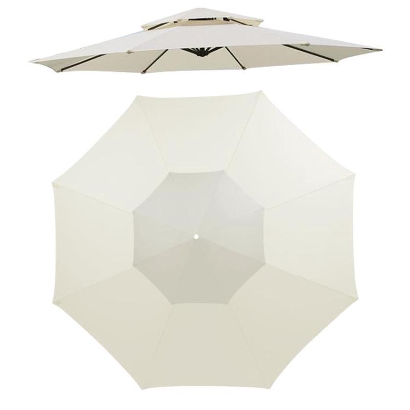3 Meters 8-Rib Replacement Canopy For Outdoor Patio Umbrella Double Top Waterproof Sunshade Fabric(Beige)