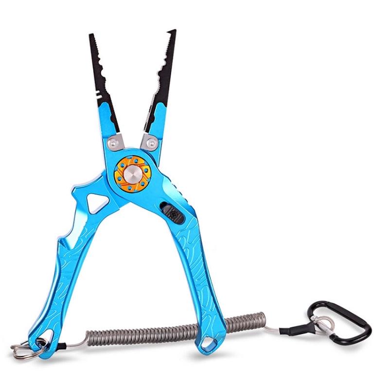 Multifunctional Open-Loop Lead-Pressing Fishing Pliers With Lock(Blue)