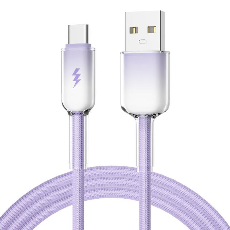 ENKAY 60W USB to Type-C Gradient Color Nylon Braided Fast Charging Data Cable, Length:1m(Purple)