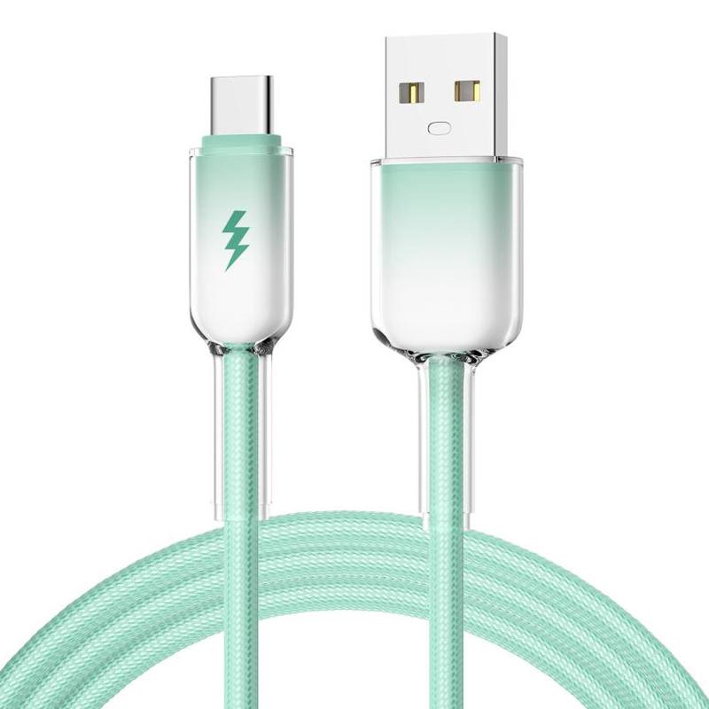 ENKAY 60W USB to Type-C Gradient Color Nylon Braided Fast Charging Data Cable, Length:2m(Green)
