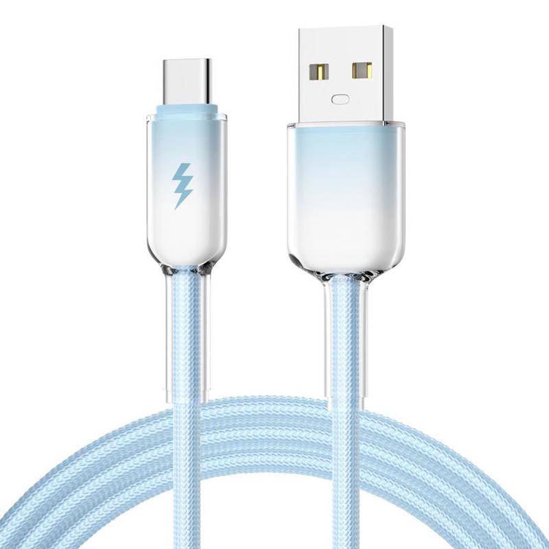 ENKAY 60W USB to Type-C Gradient Color Nylon Braided Fast Charging Data Cable, Length:2m(Light Blue)