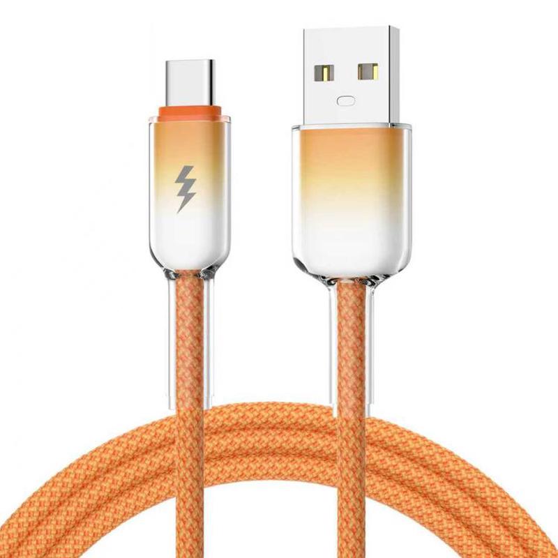 ENKAY 60W USB to Type-C Gradient Color Nylon Braided Fast Charging Data Cable, Length:2m(Orange)