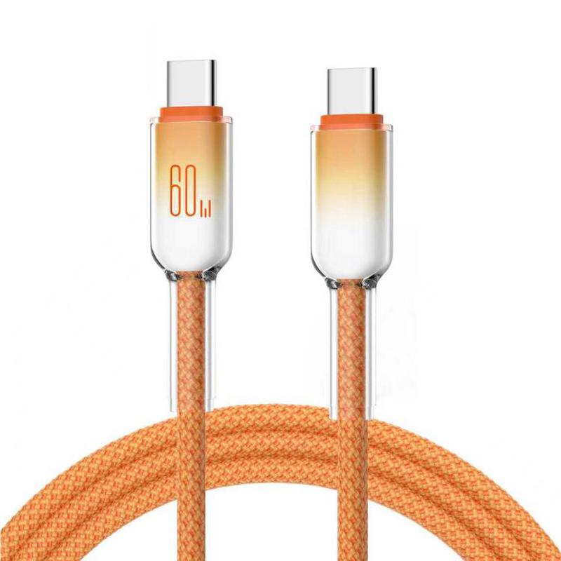 ENKAY PD60W Type-C to Type-C Gradient Color Nylon Braided Charging Data Cable, Length:2m(Orange)
