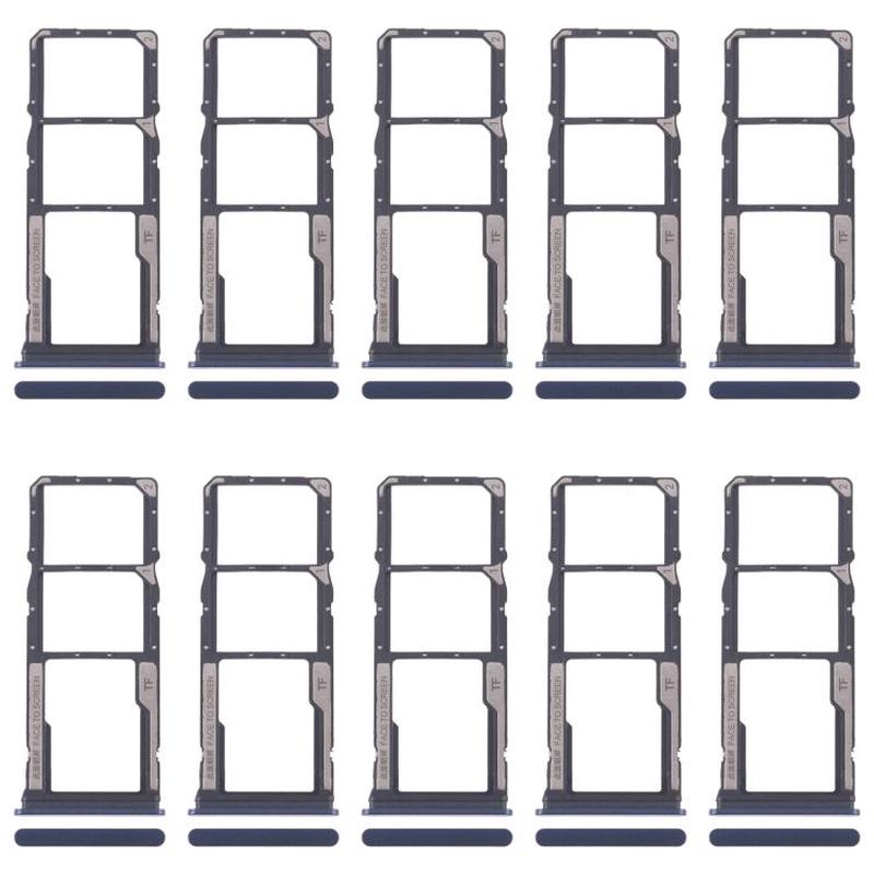 For Xiaomi Redmi 14C 5G 10pcs SIM Card Tray + SIM Card Tray + Micro SD Card Tray (Blue)