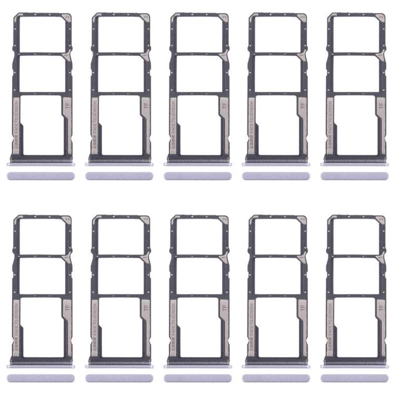 For Xiaomi Redmi 14C 5G 10pcs SIM Card Tray + SIM Card Tray + Micro SD Card Tray (Purple)