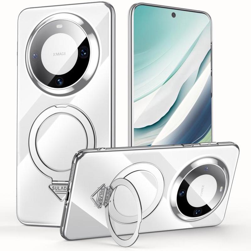 For Huawei Mate 60 SULADA Electroplated Transparent MagSafe Holder Phone Case(Silver)