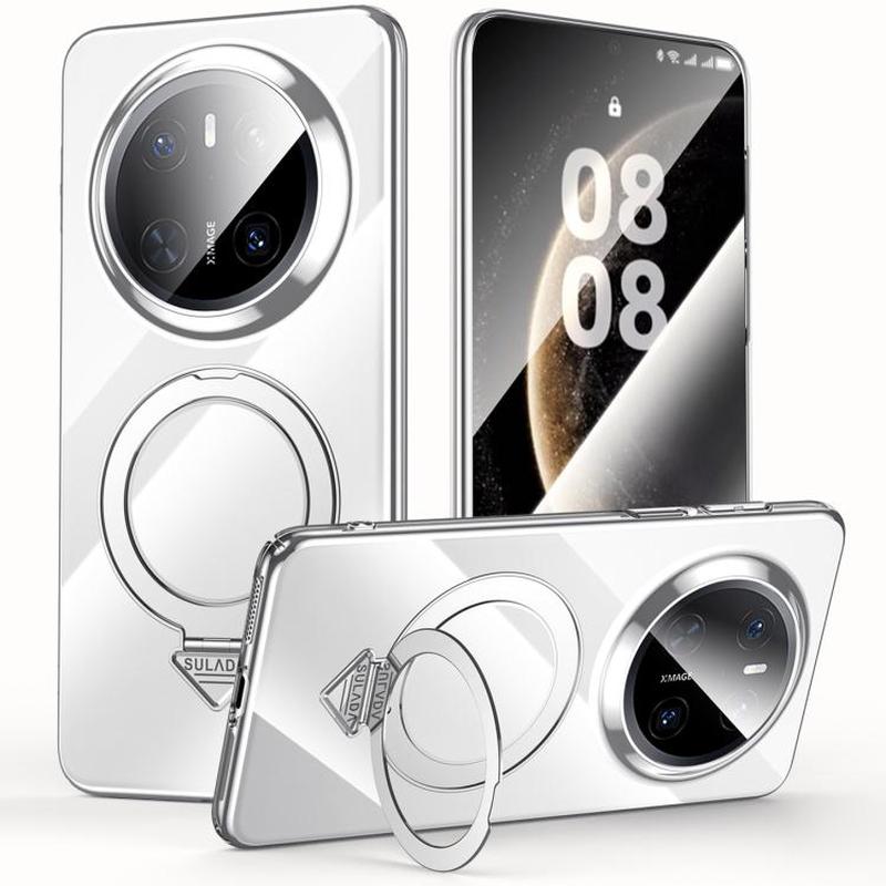 For Huawei Mate 70 SULADA Electroplated Transparent MagSafe Holder Phone Case(Silver)