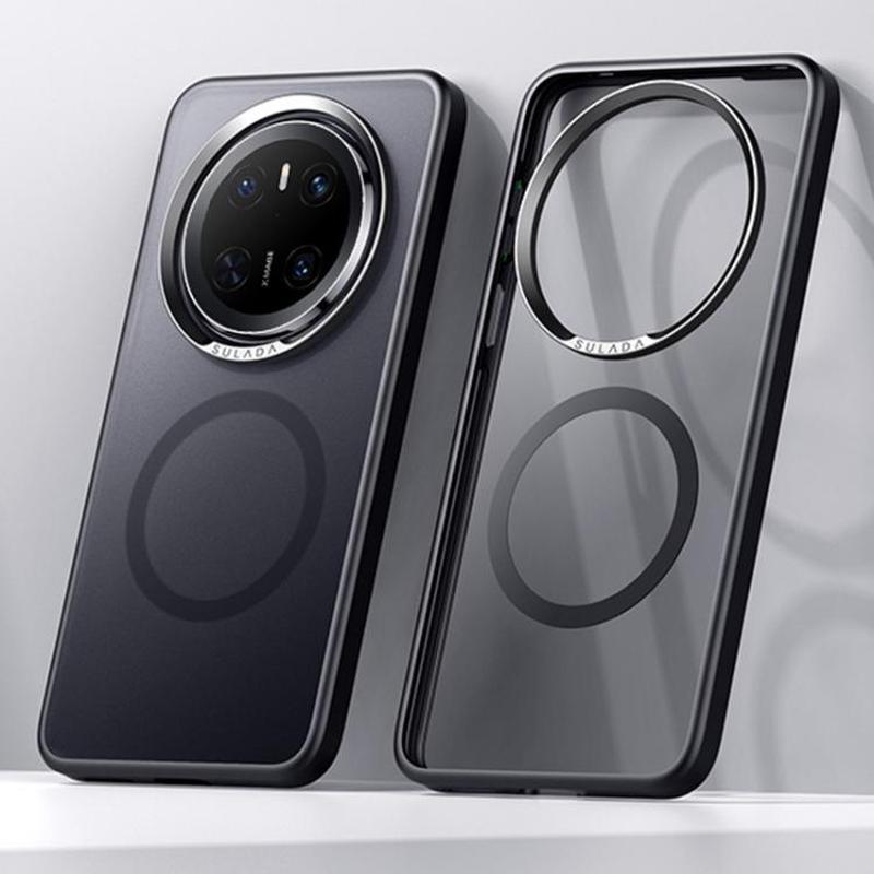 For Huawei Mate 70 SULADA Light Sand MagSafe Magnetic PC Hybrid TPU Phone Case(Black)