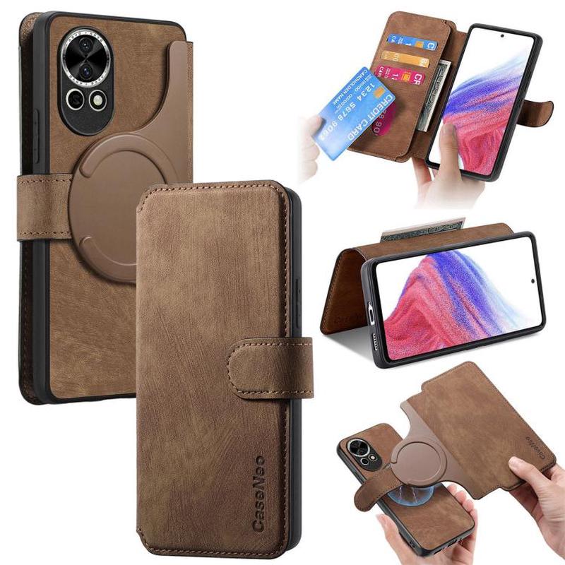 For Huawei nova 12 Pro CaseNeo MagSafe RFID Anti-theft Retro Leather Phone Case(Brown)